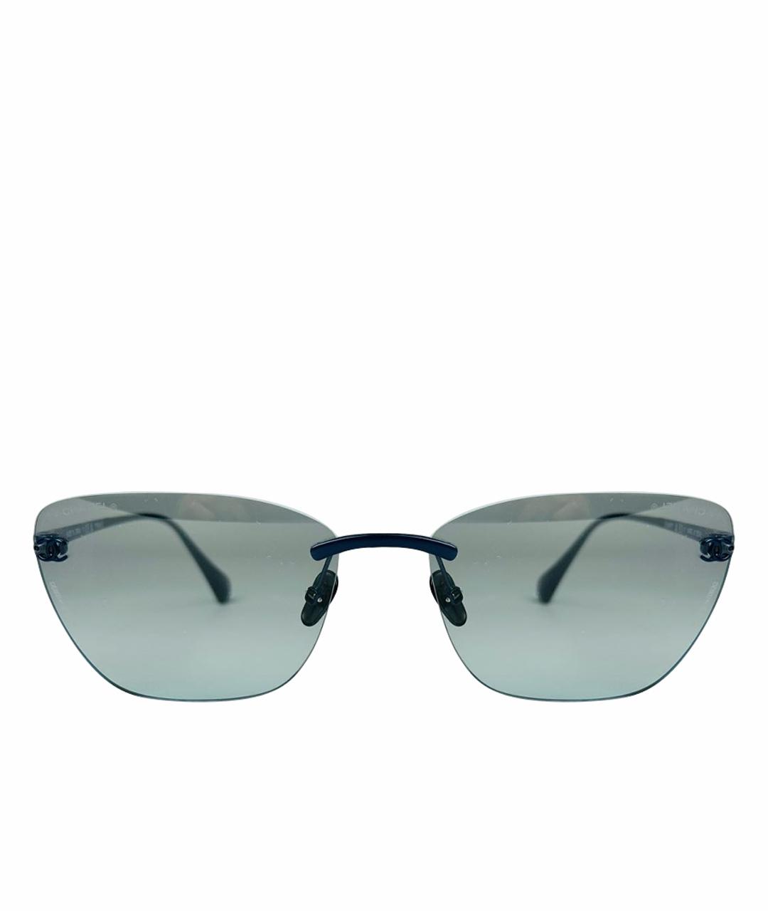 CHANEL Темно-синие металлические солнцезащитные очки, фото 1