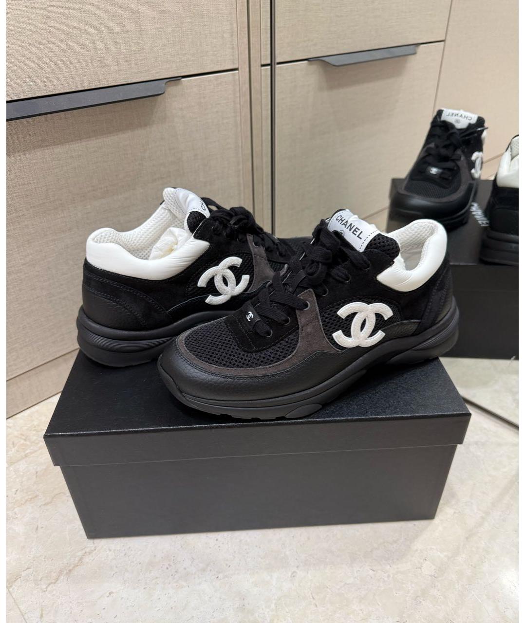 CHANEL Черные кожаные кроссовки, фото 7