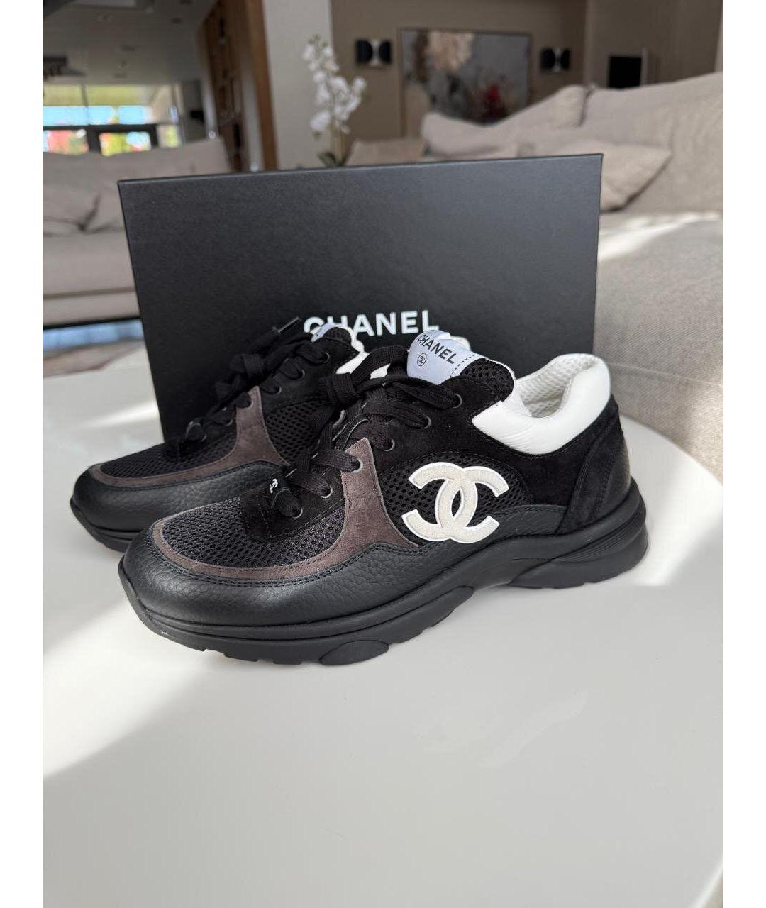 CHANEL Черные кожаные кроссовки, фото 2