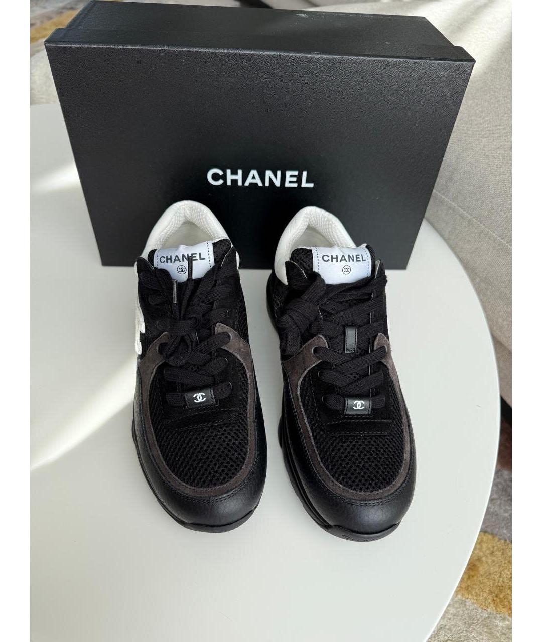 CHANEL Черные кожаные кроссовки, фото 6