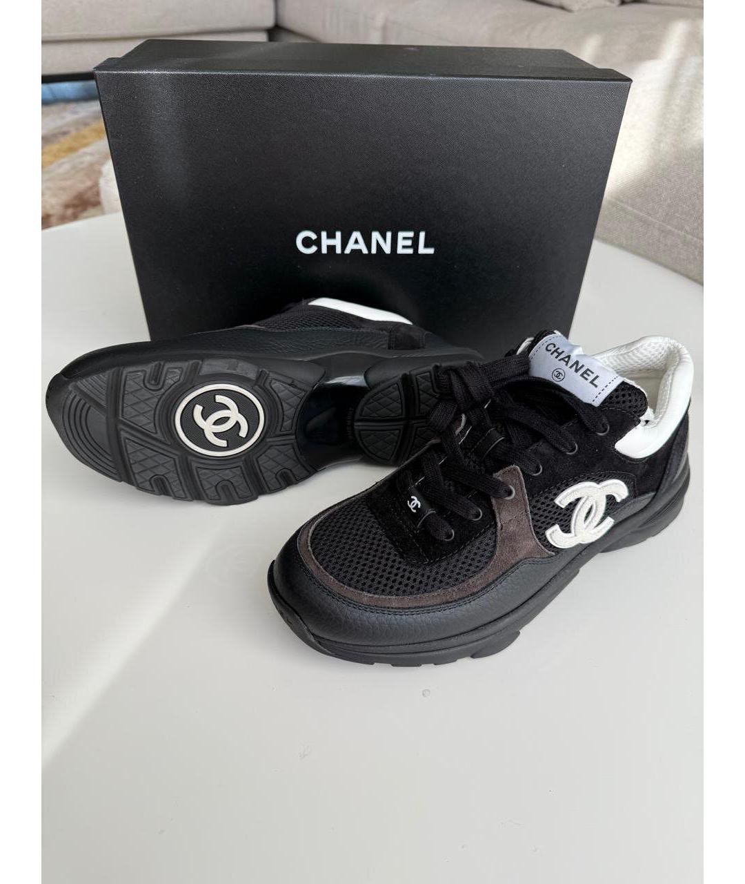 CHANEL Черные кожаные кроссовки, фото 3