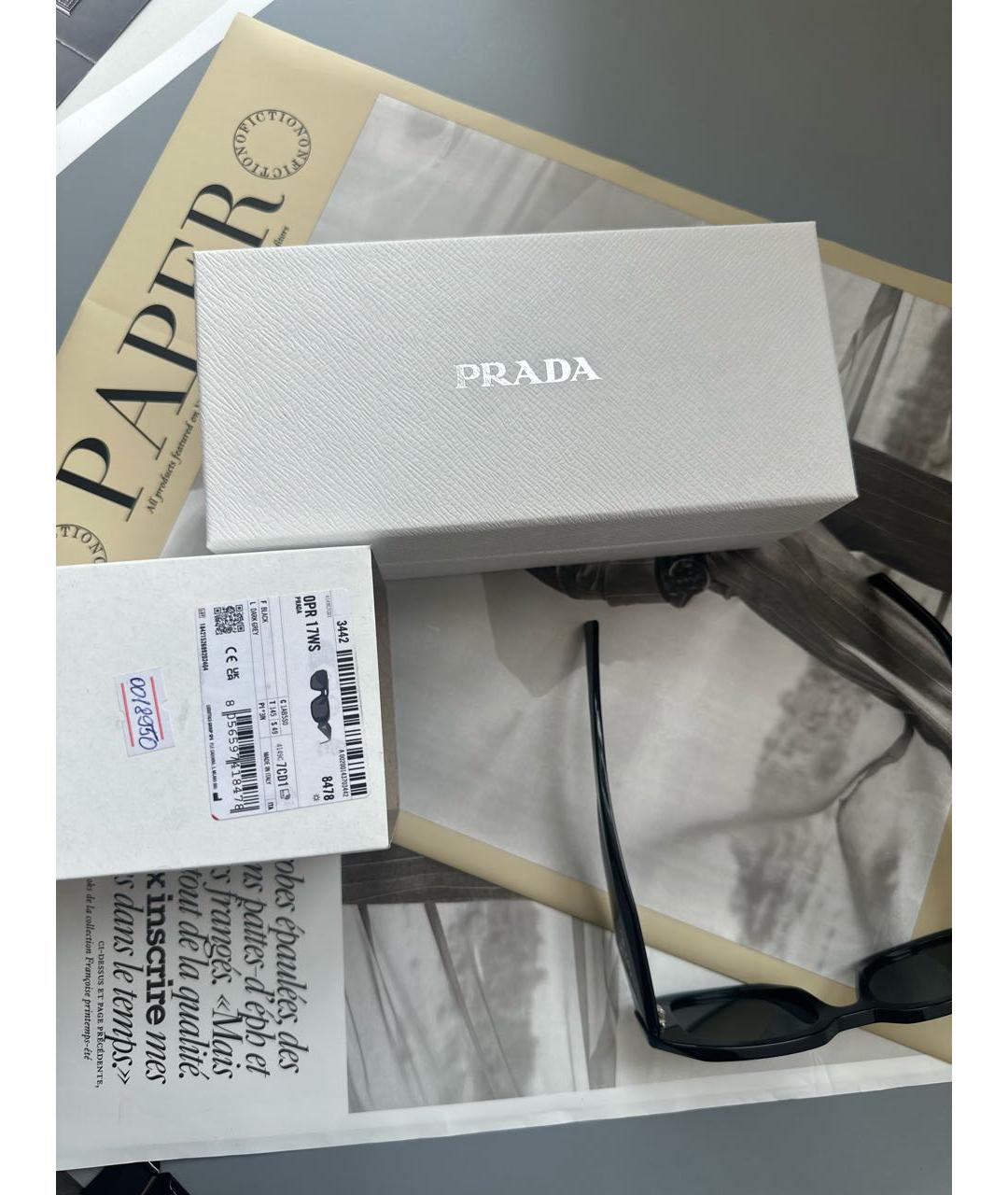 PRADA Черные пластиковые солнцезащитные очки, фото 4