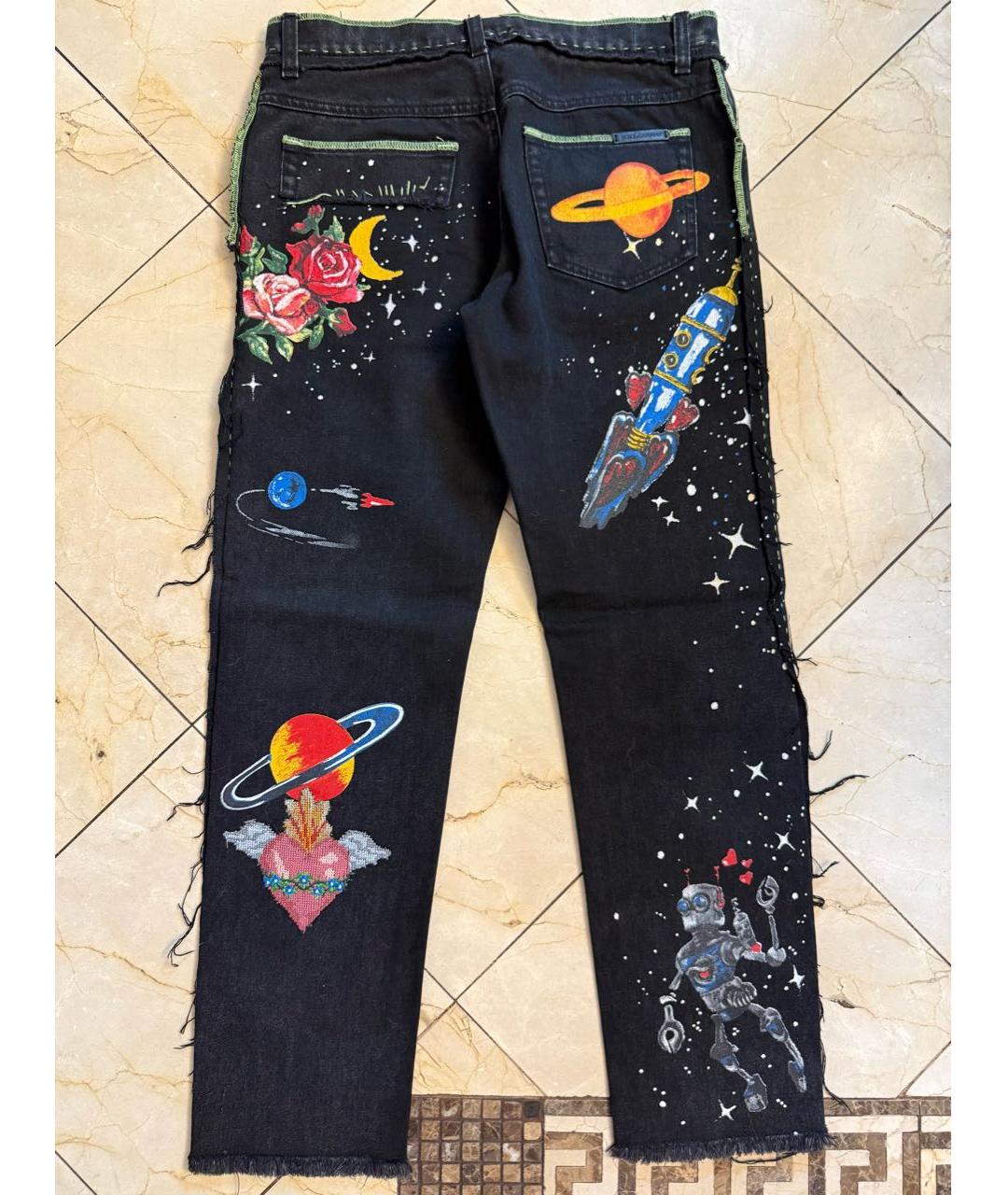 DOLCE&GABBANA Черные хлопковые прямые джинсы, фото 2