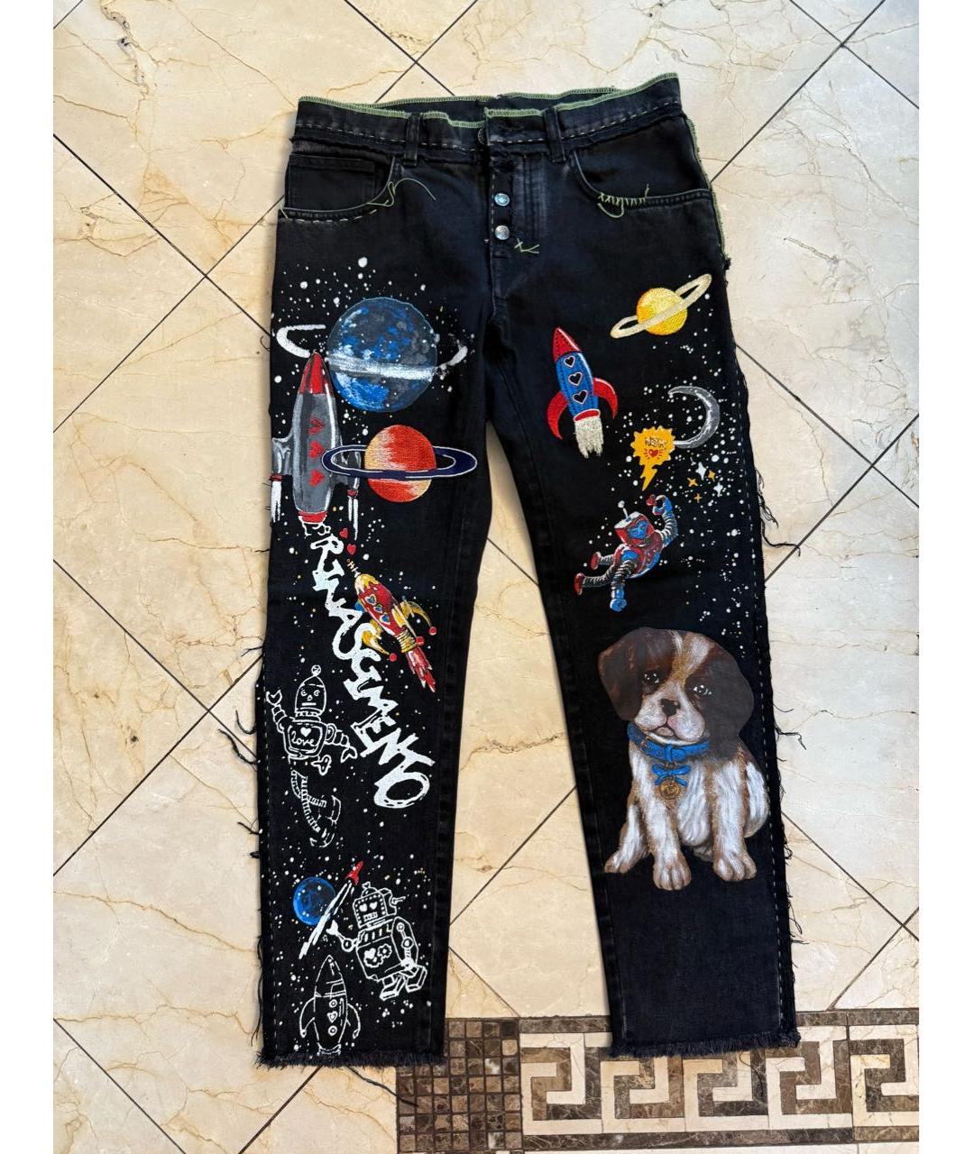 DOLCE&GABBANA Черные хлопковые прямые джинсы, фото 9