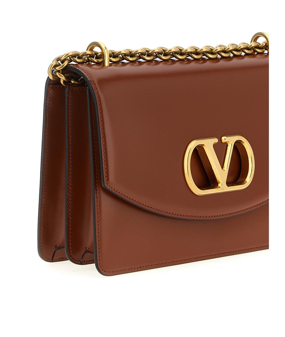 VALENTINO Коричневая кожаная сумка через плечо, фото 3