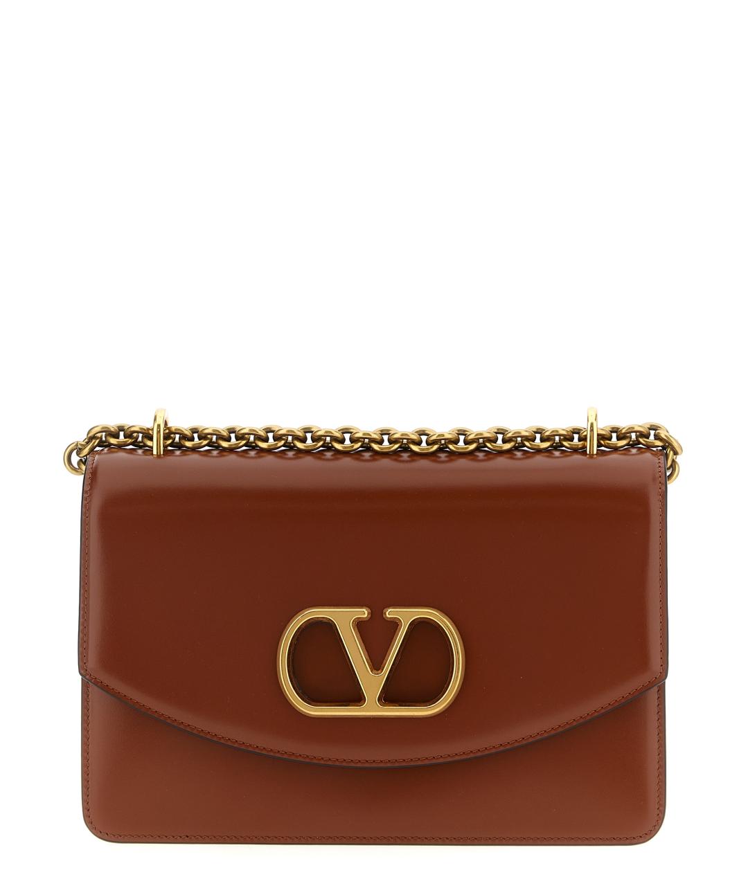 VALENTINO Коричневая кожаная сумка через плечо, фото 1