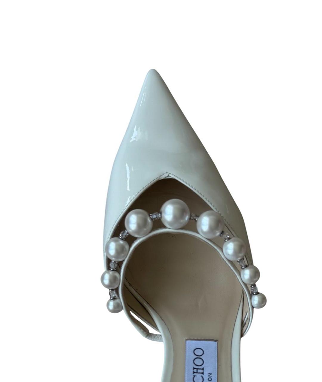 JIMMY CHOO Белые туфли из лакированной кожи, фото 8