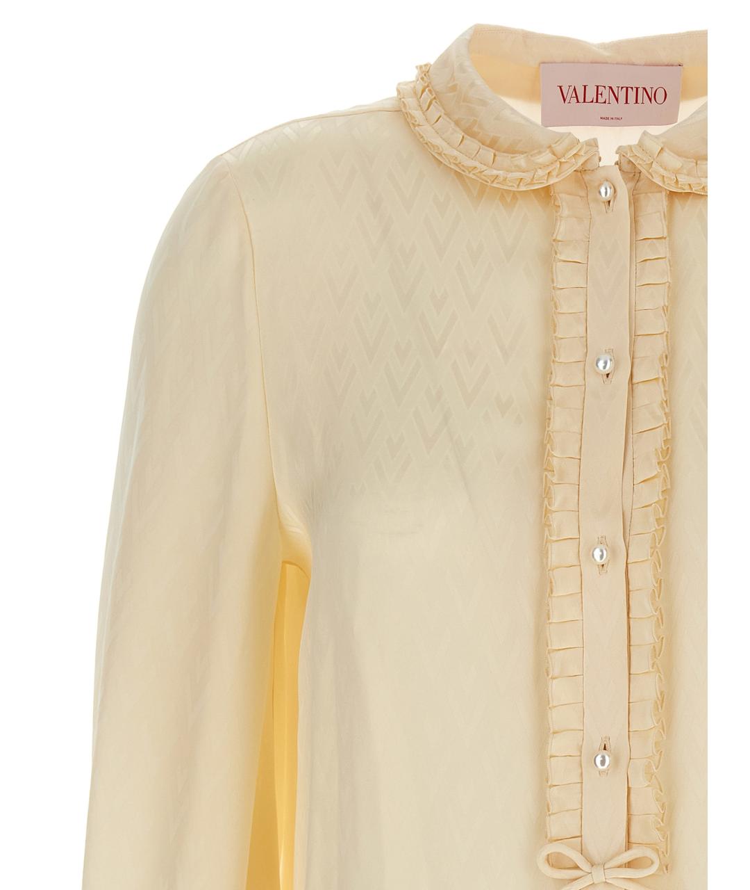 VALENTINO Бежевая шелковая блузы, фото 3