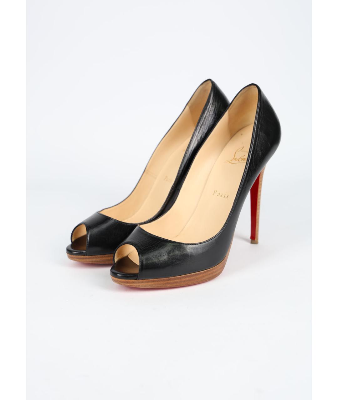 CHRISTIAN LOUBOUTIN Черные кожаные туфли, фото 3