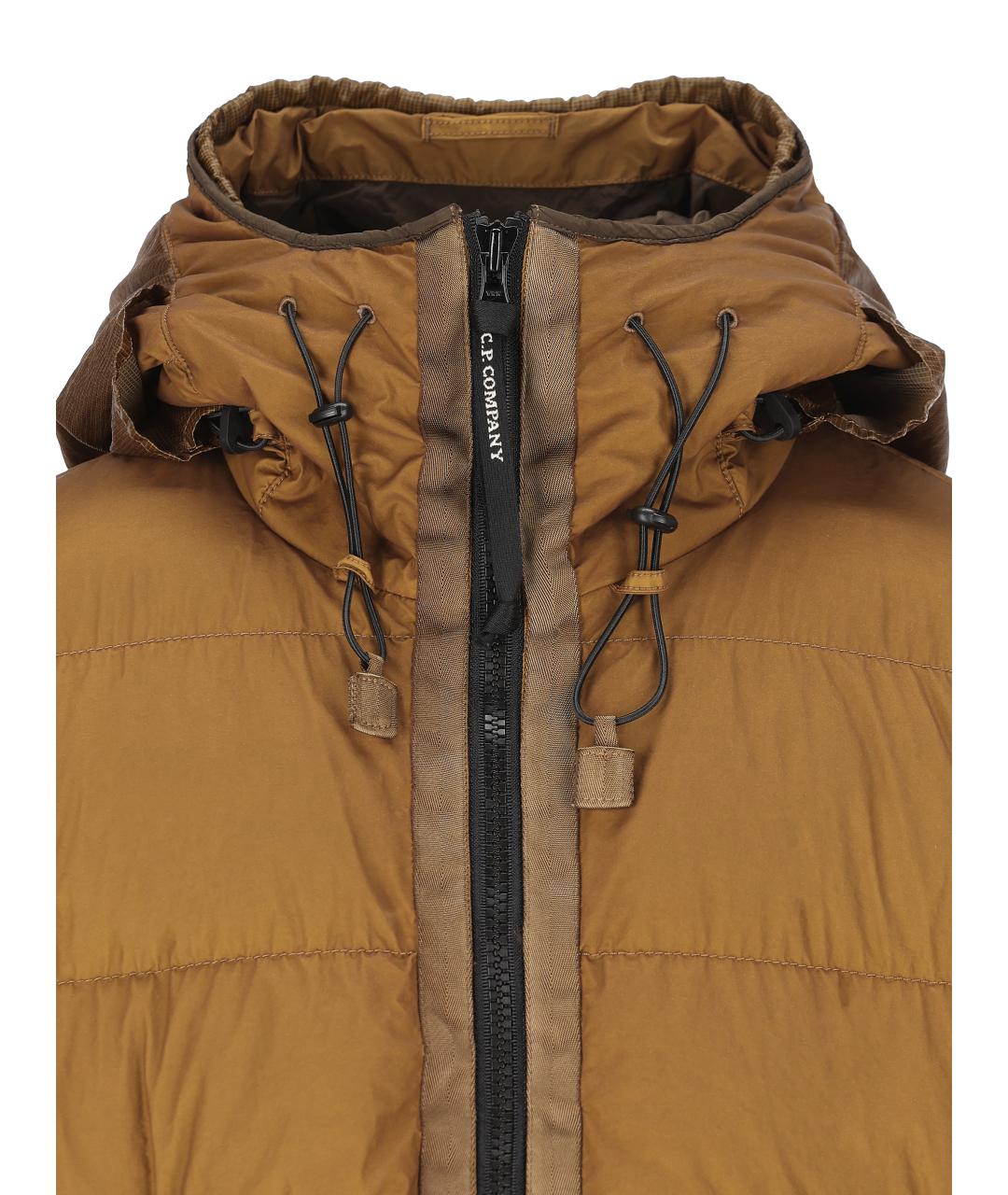 CP COMPANY Бежевый полиамидовый пуховик, фото 2
