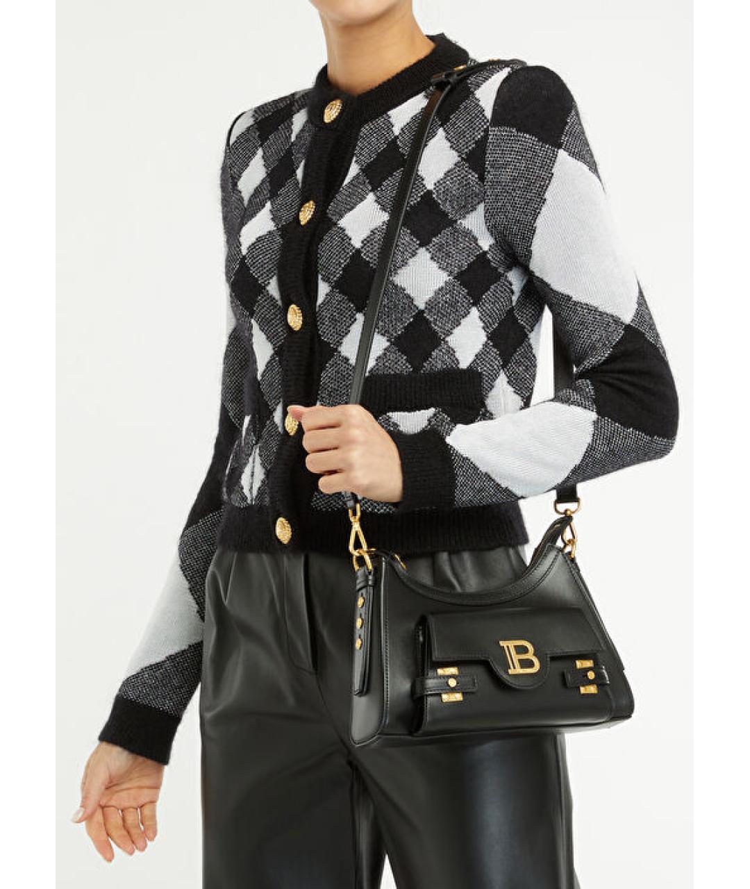 BALMAIN Черная кожаная сумка с короткими ручками, фото 5