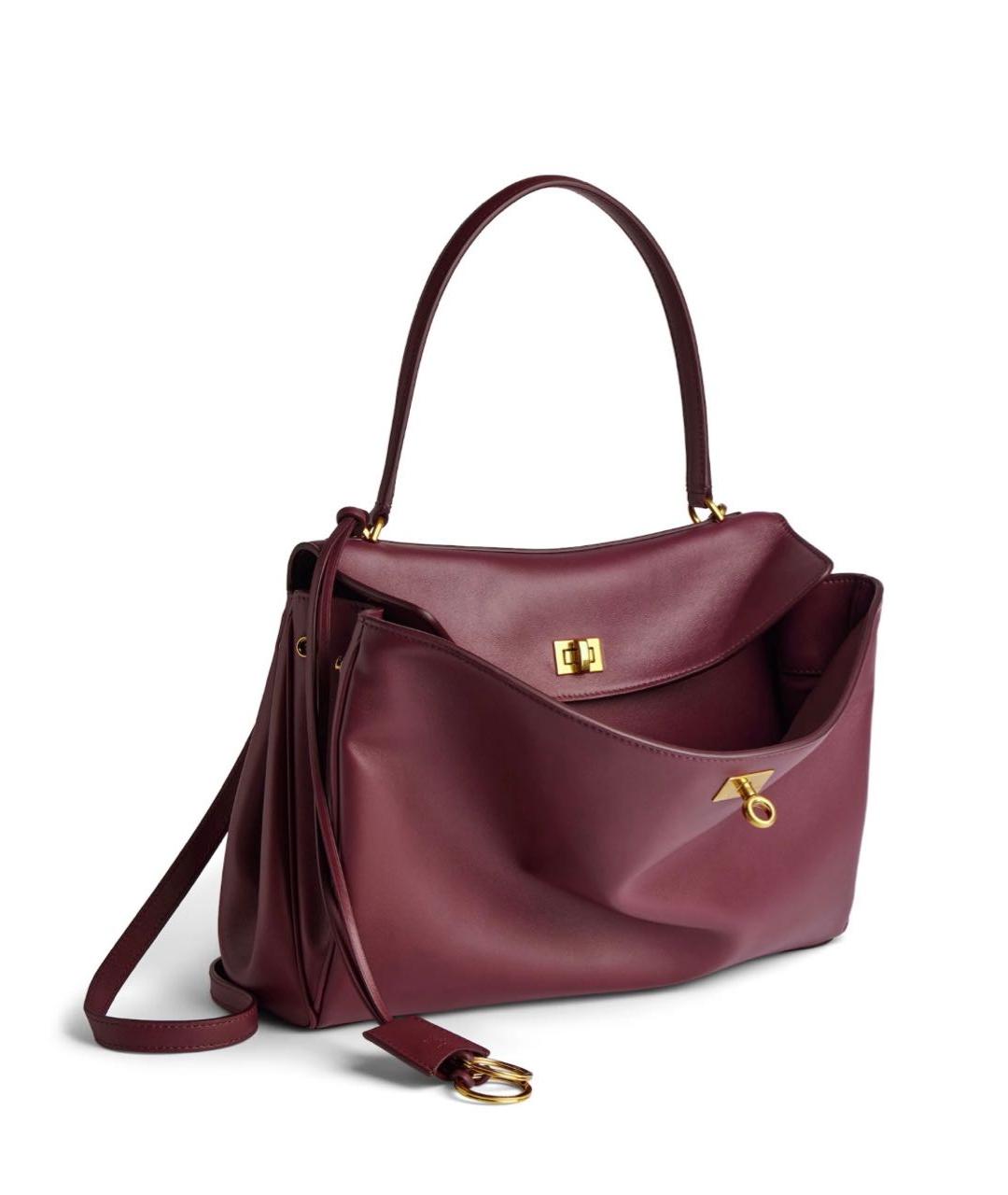 BALENCIAGA Бордовая кожаная сумка через плечо, фото 2