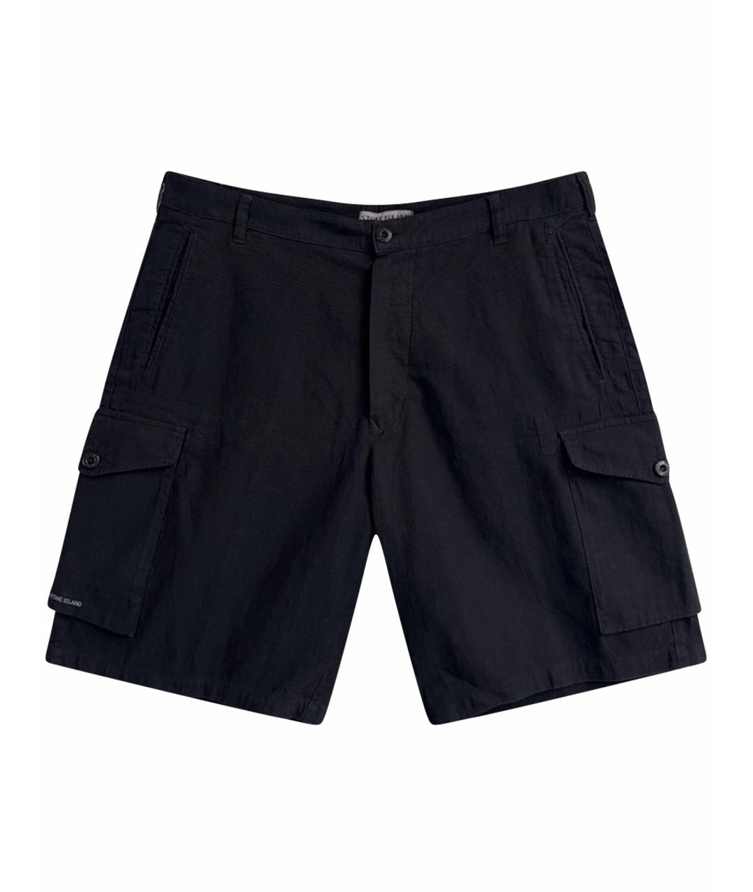 STONE ISLAND Черные хлопковые шорты, фото 1