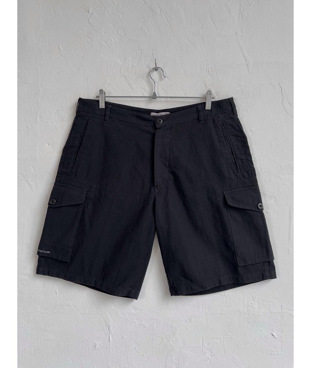 STONE ISLAND Черные хлопковые шорты, фото 9