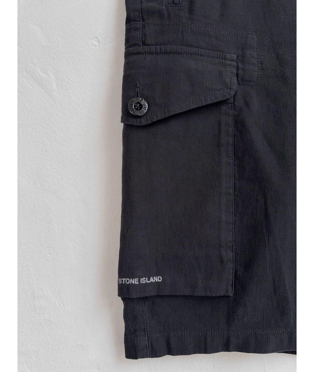 STONE ISLAND Черные хлопковые шорты, фото 3