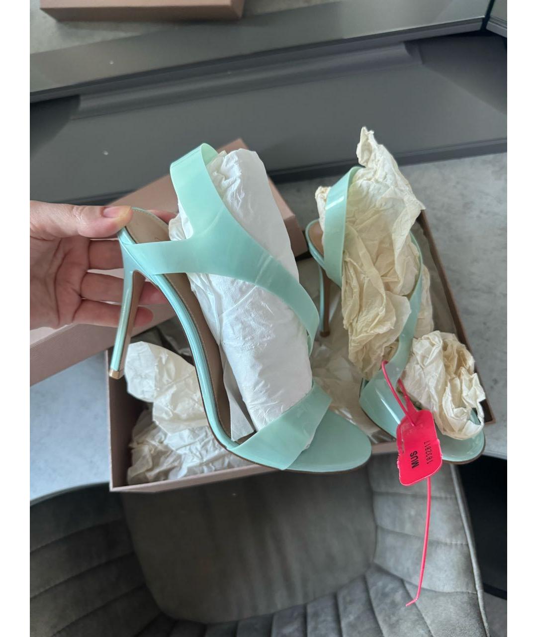 GIANVITO ROSSI Бирюзовые босоножки, фото 4