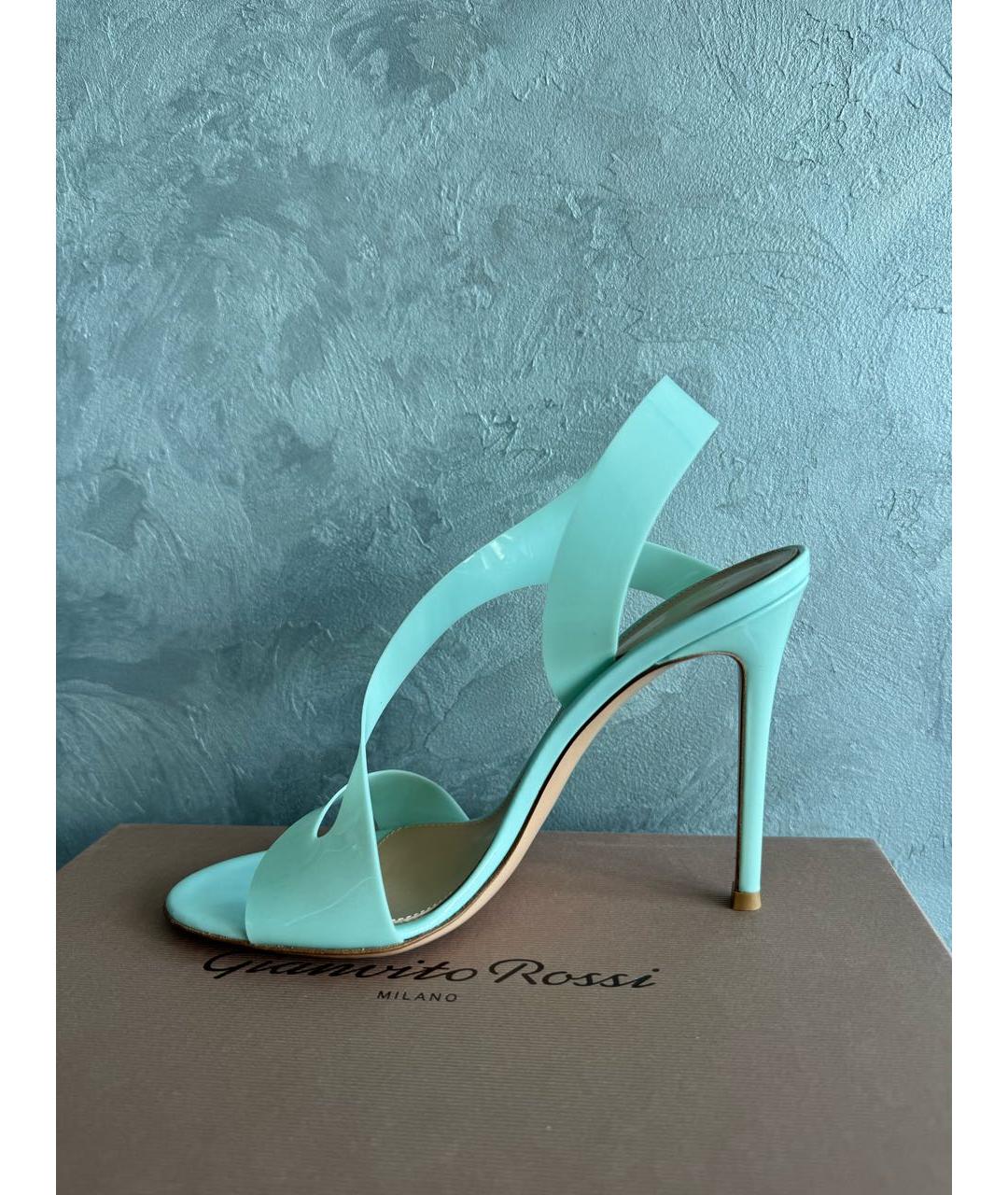 GIANVITO ROSSI Бирюзовые босоножки, фото 6