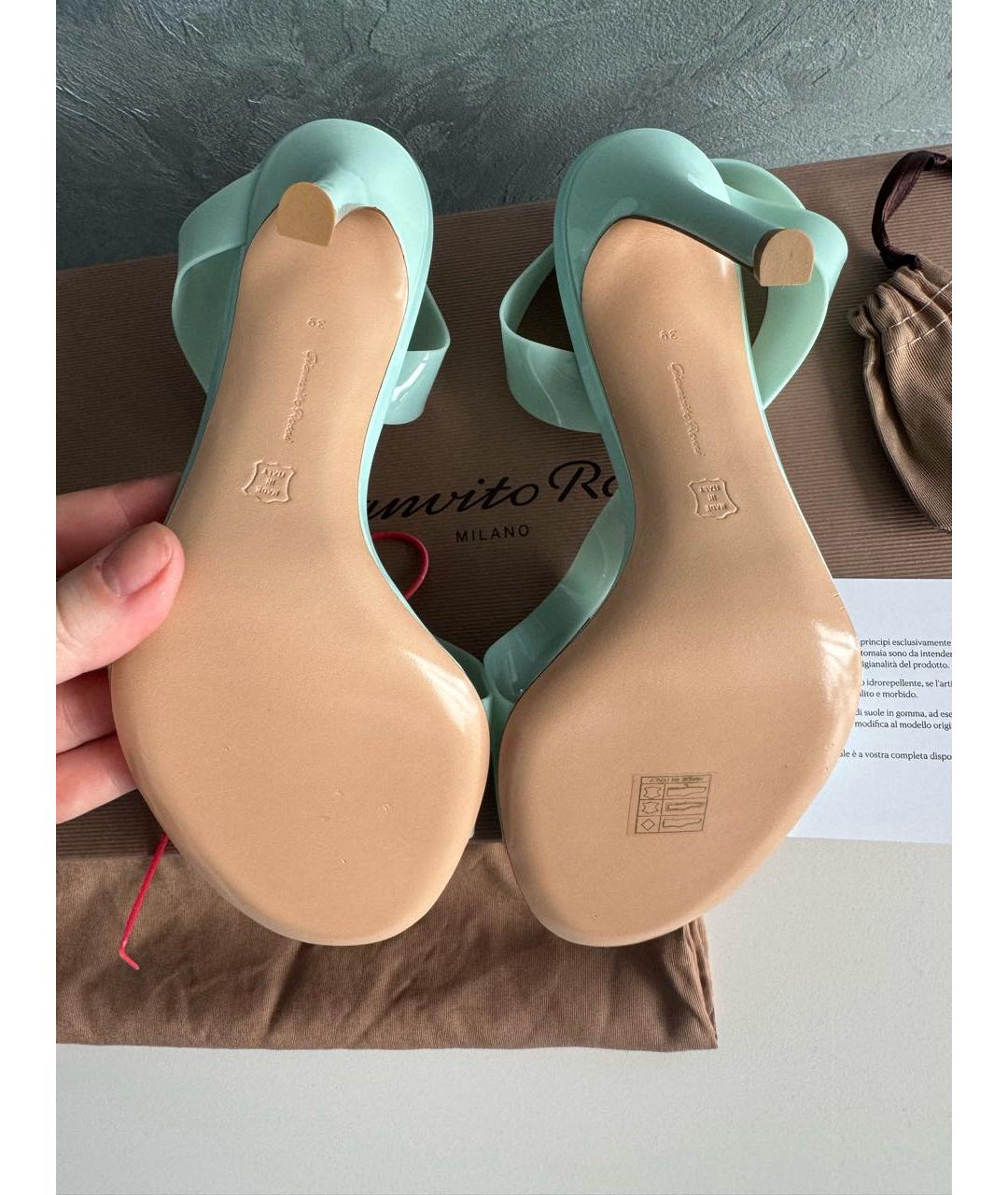 GIANVITO ROSSI Бирюзовые босоножки, фото 3