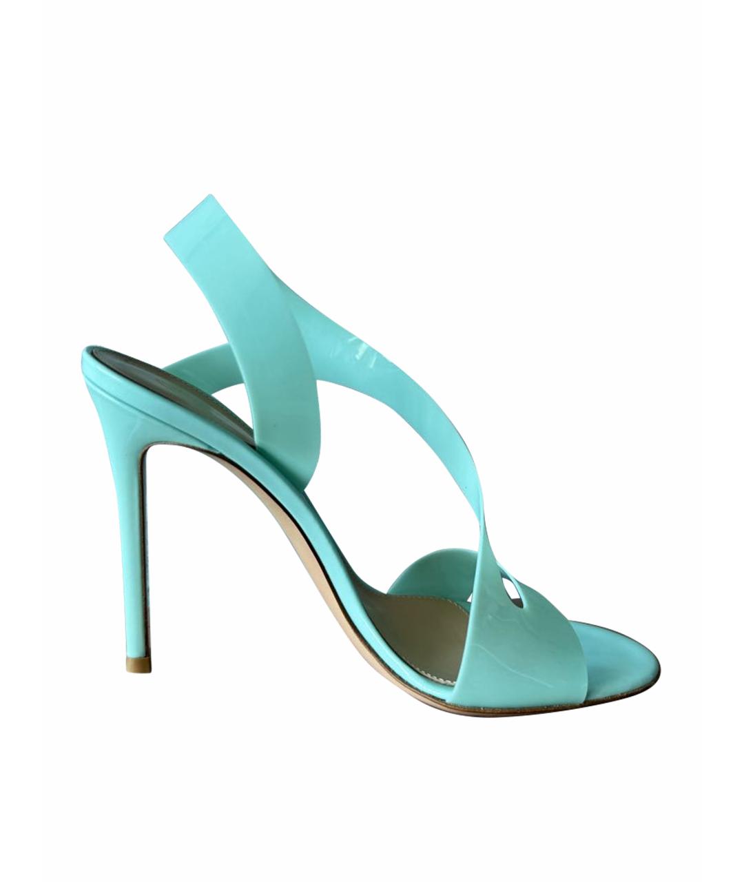 GIANVITO ROSSI Бирюзовые босоножки, фото 1