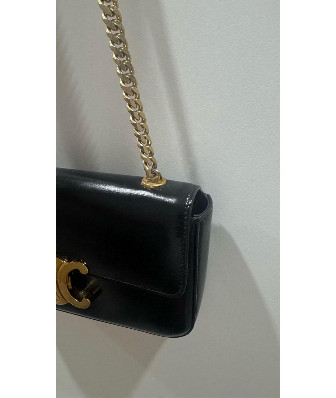 CELINE Черная кожаная сумка через плечо, фото 6