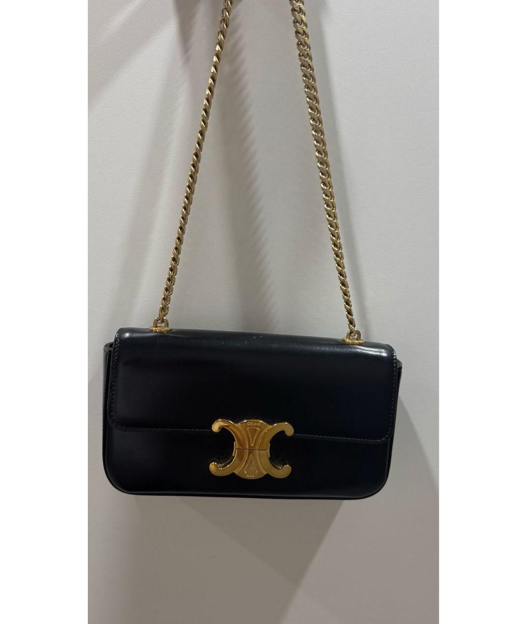 CELINE Черная кожаная сумка через плечо, фото 4
