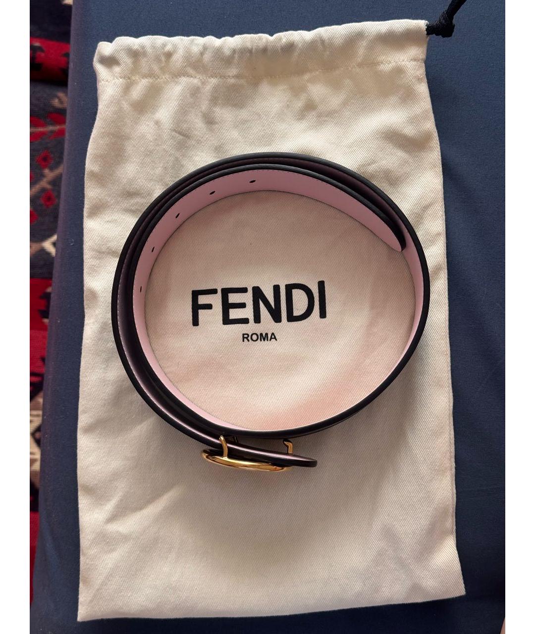 FENDI Черный кожаный ремень, фото 4