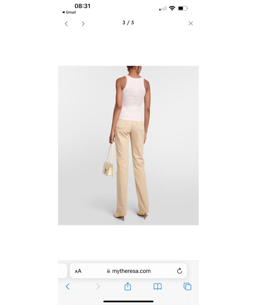 JACQUEMUS Розовая хлопко-эластановая майка, фото 7