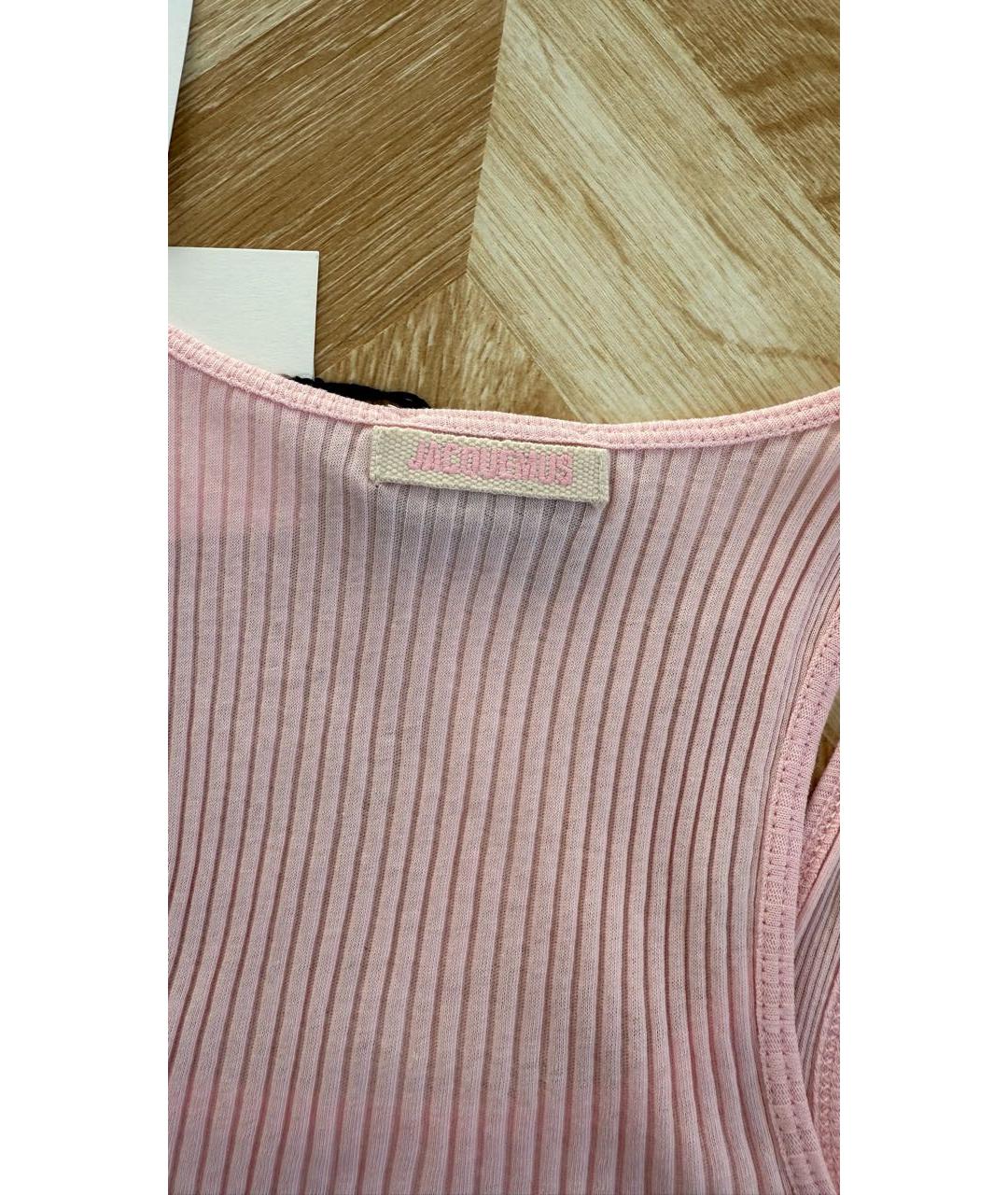 JACQUEMUS Розовая хлопко-эластановая майка, фото 4