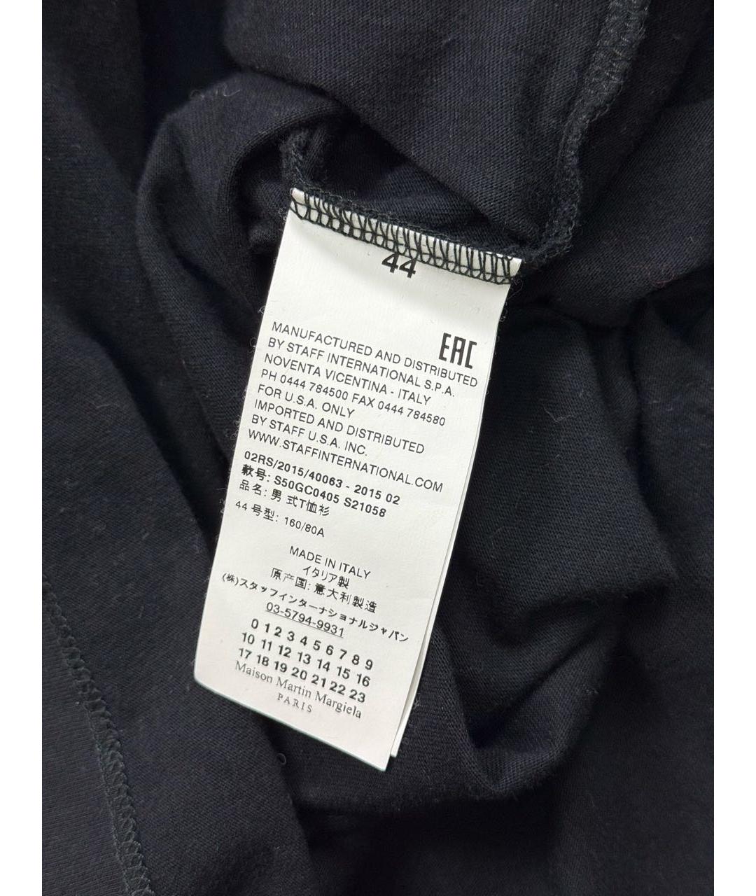 MAISON MARGIELA Черная хлопковая футболка, фото 8