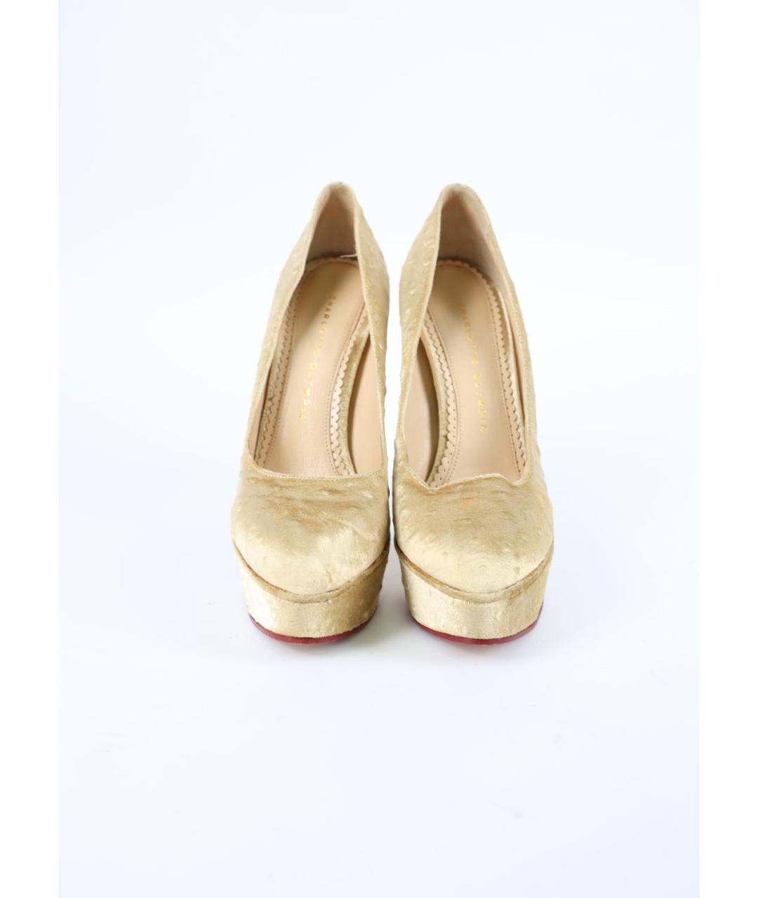 CHARLOTTE OLYMPIA Золотые текстильные туфли, фото 2