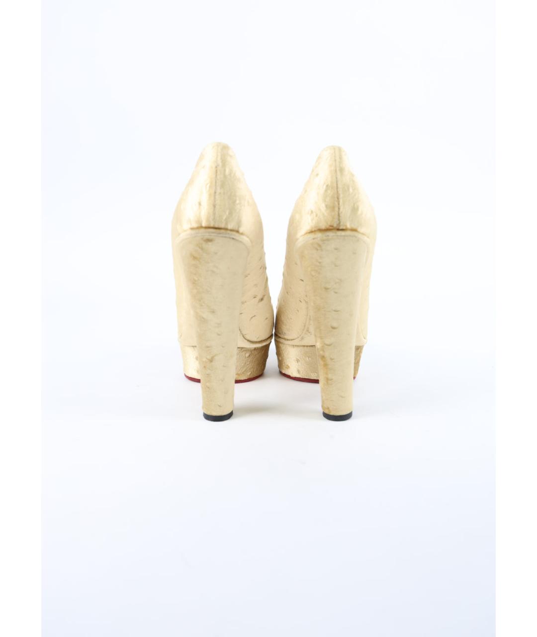 CHARLOTTE OLYMPIA Золотые текстильные туфли, фото 4