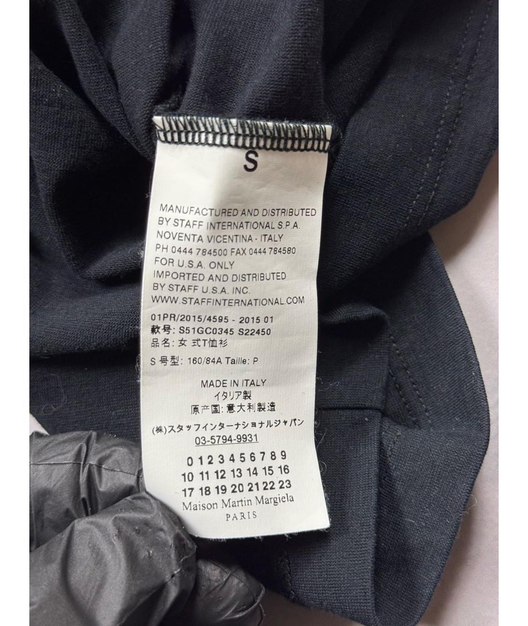 MAISON MARGIELA Черная хлопковая футболка, фото 7