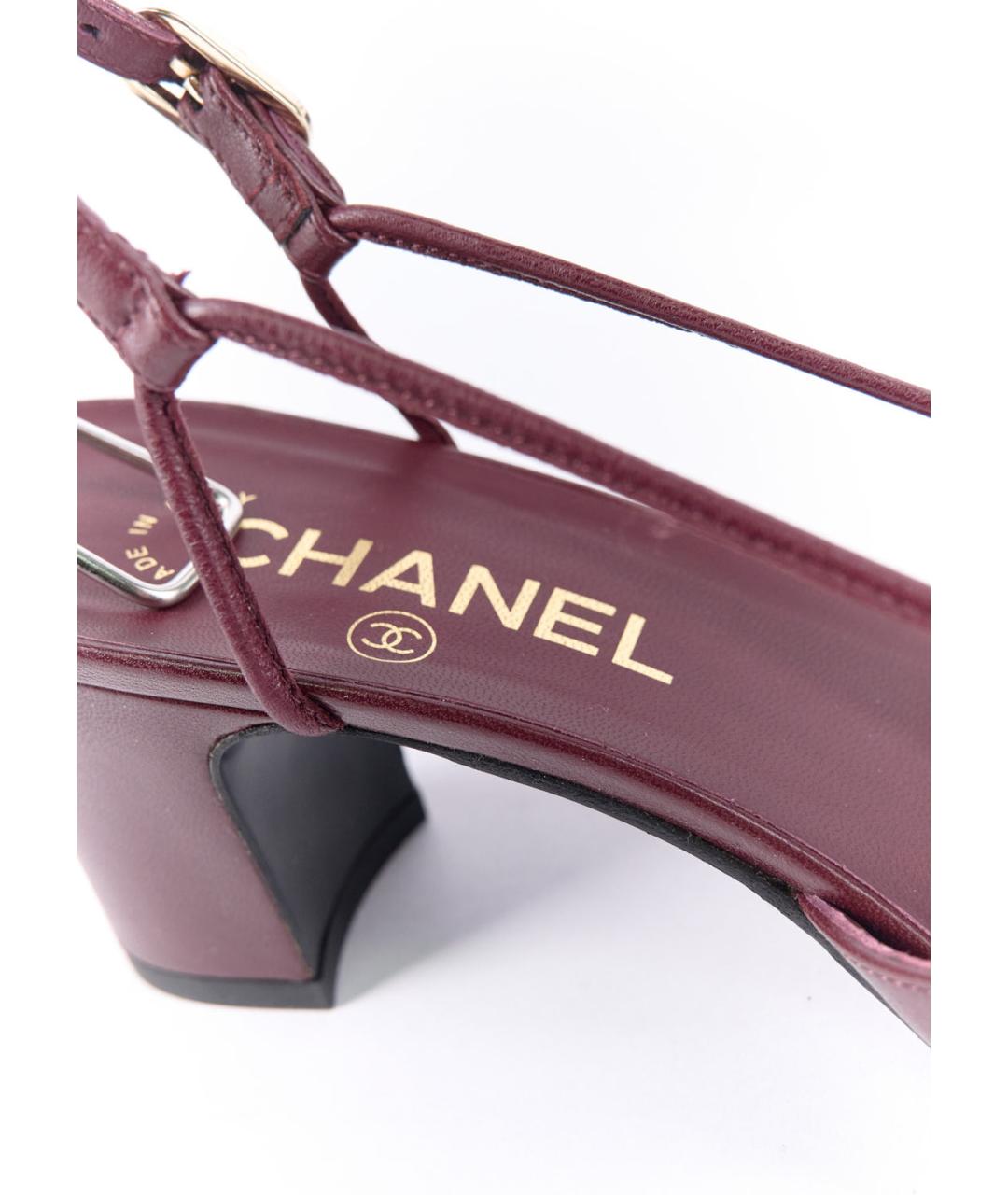 CHANEL Бордовые кожаные туфли, фото 5