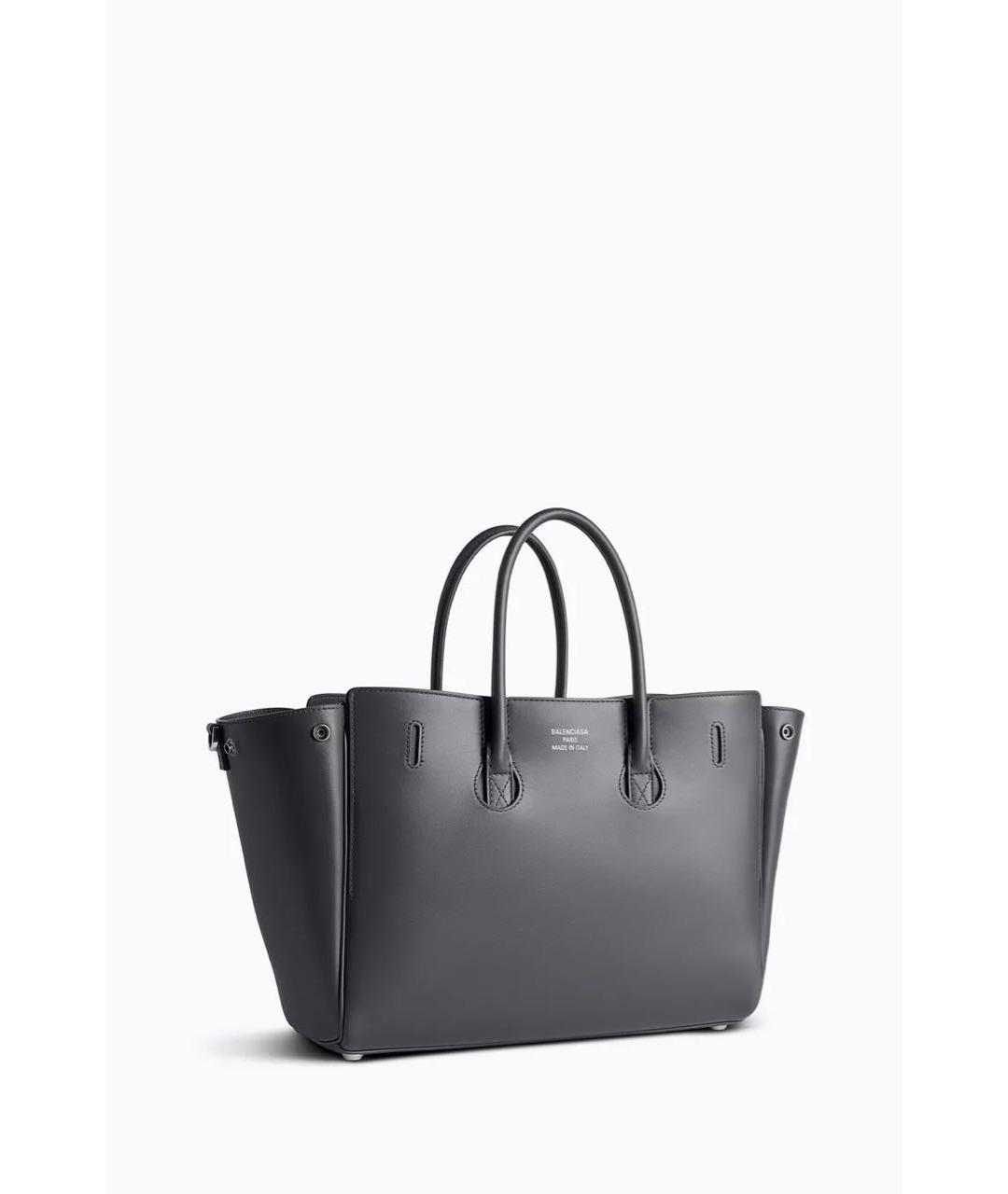 BALENCIAGA Антрацитовая кожаная сумка тоут, фото 4