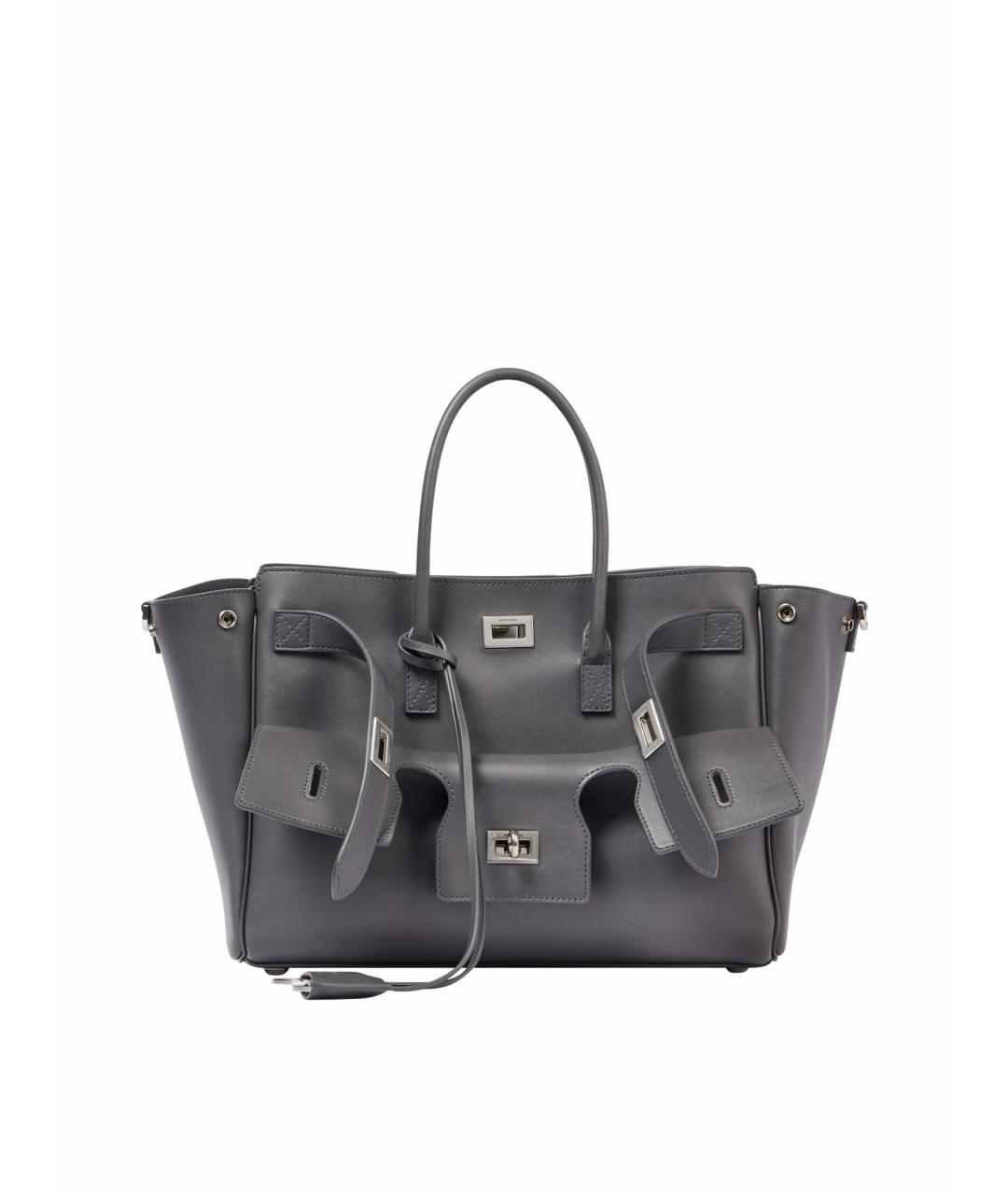 BALENCIAGA Антрацитовая кожаная сумка тоут, фото 1
