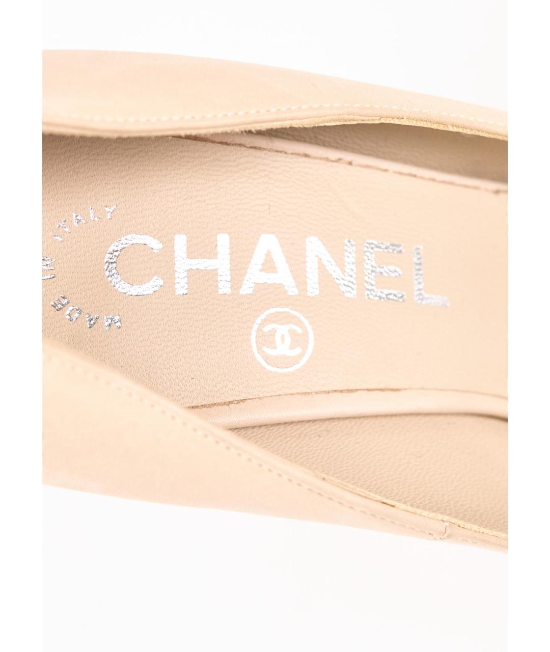 CHANEL Бежевые кожаные туфли, фото 5