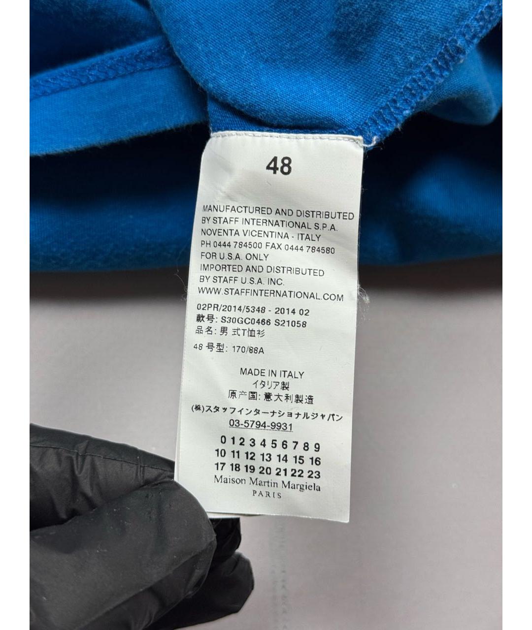 MAISON MARGIELA Синяя хлопковая футболка, фото 8