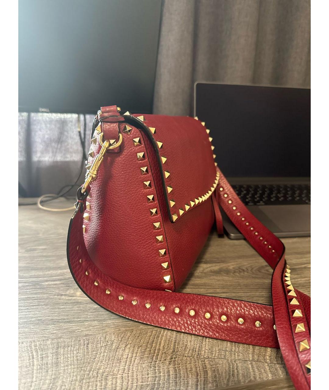 VALENTINO Бордовая кожаная сумка через плечо, фото 2