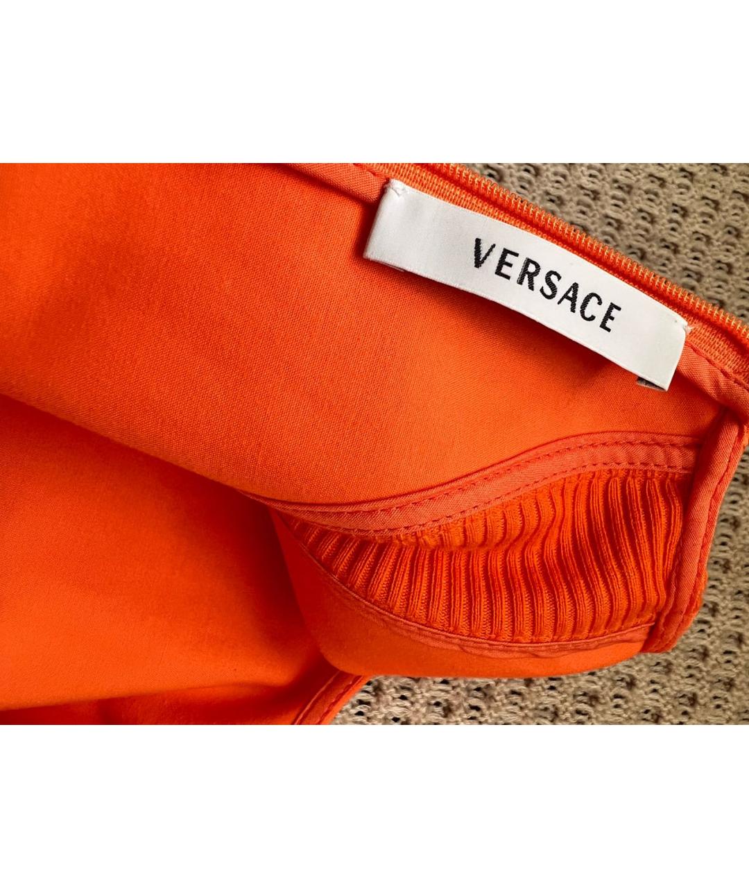 VERSACE Оранжевое хлопковое повседневное платье, фото 4