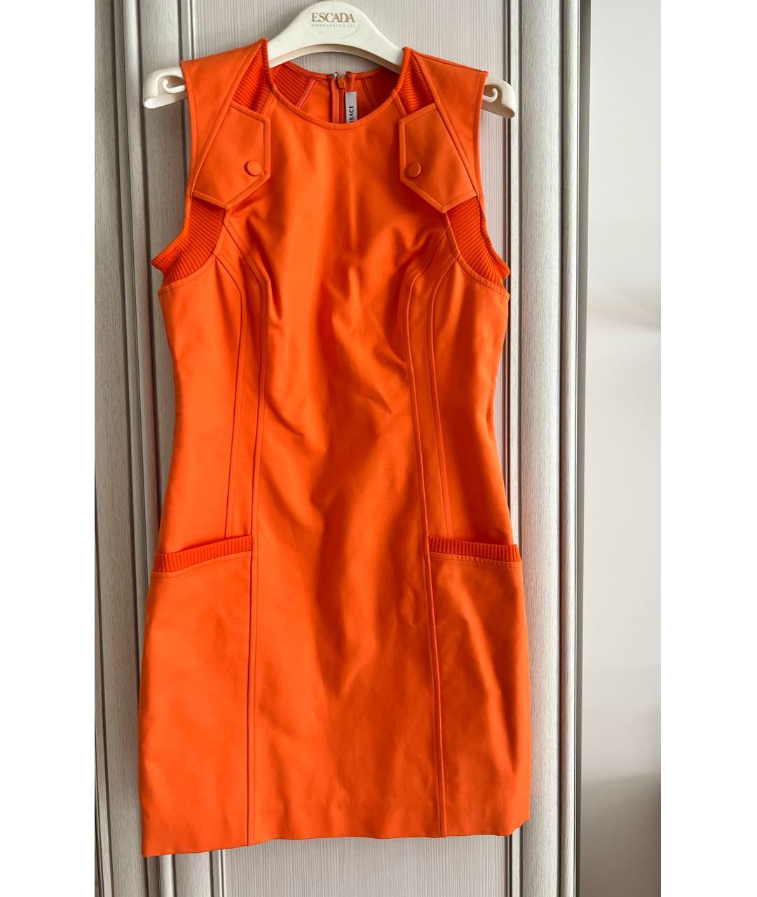VERSACE Оранжевое хлопковое повседневное платье, фото 6