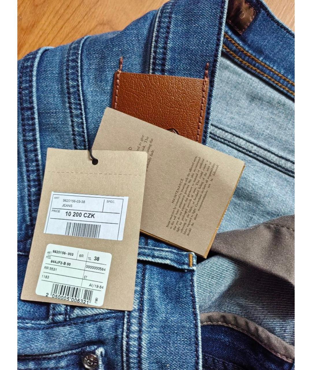 CORNELIANI Синие хлопко-эластановые прямые джинсы, фото 6