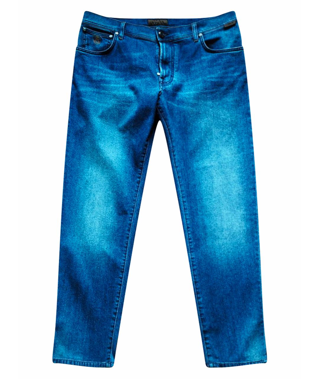 CORNELIANI Синие хлопко-эластановые прямые джинсы, фото 1