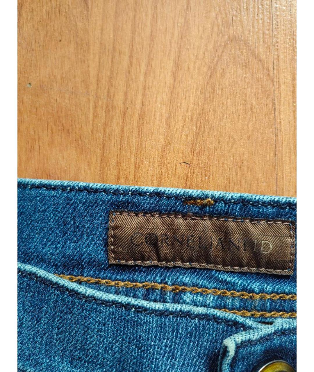CORNELIANI Синие хлопко-эластановые прямые джинсы, фото 5