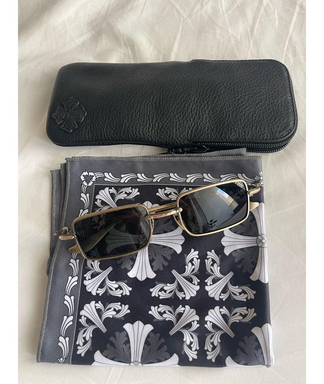 CHROME HEARTS Золотые металлические солнцезащитные очки, фото 7
