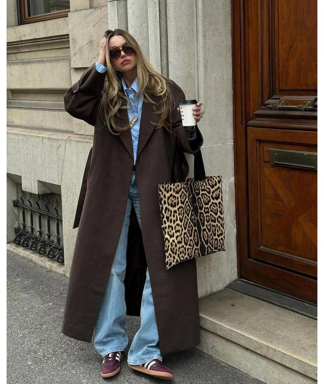 SAINT LAURENT Коричневая тканевая сумка тоут, фото 2