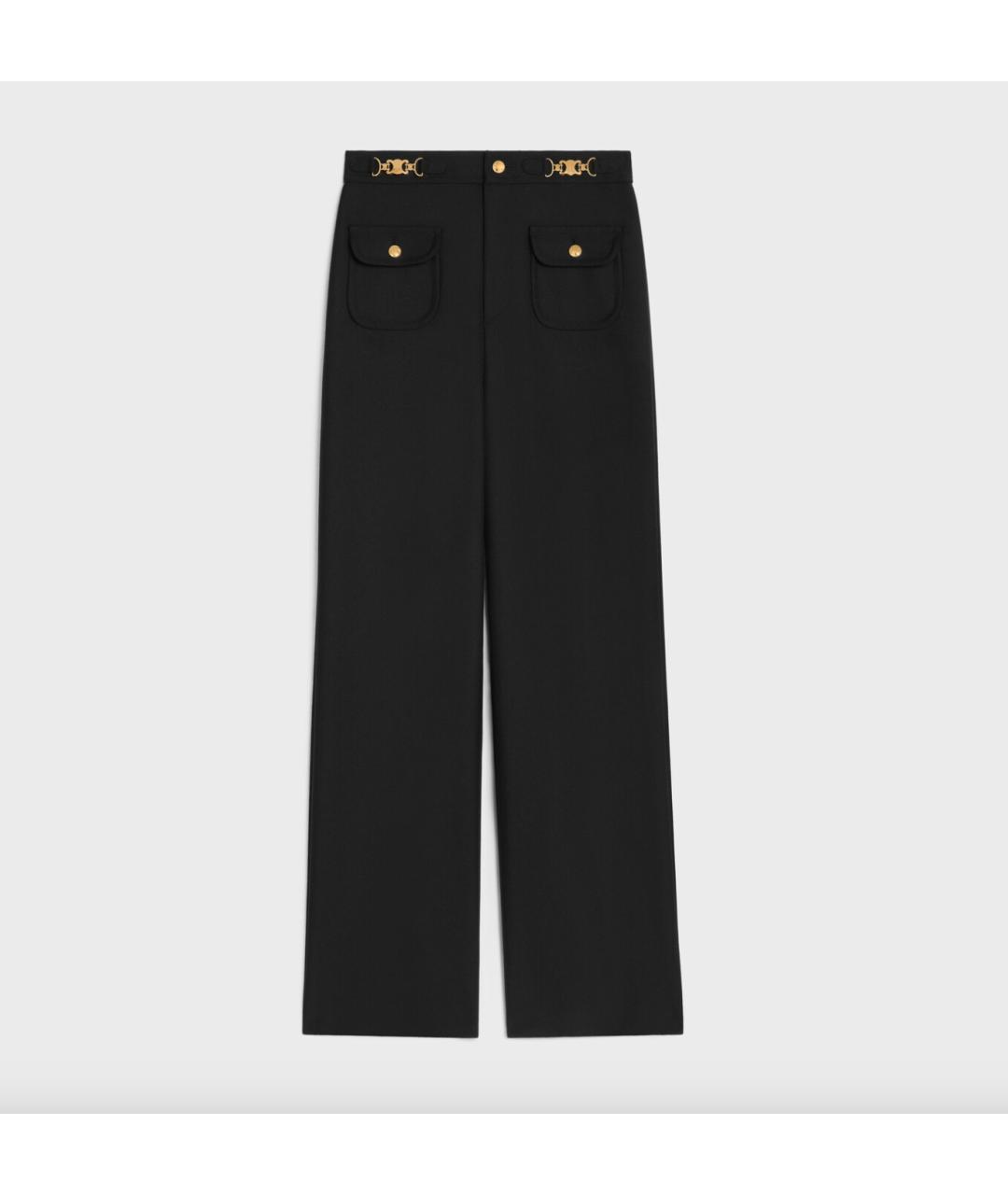 CELINE Черные шерстяные брюки широкие, фото 4