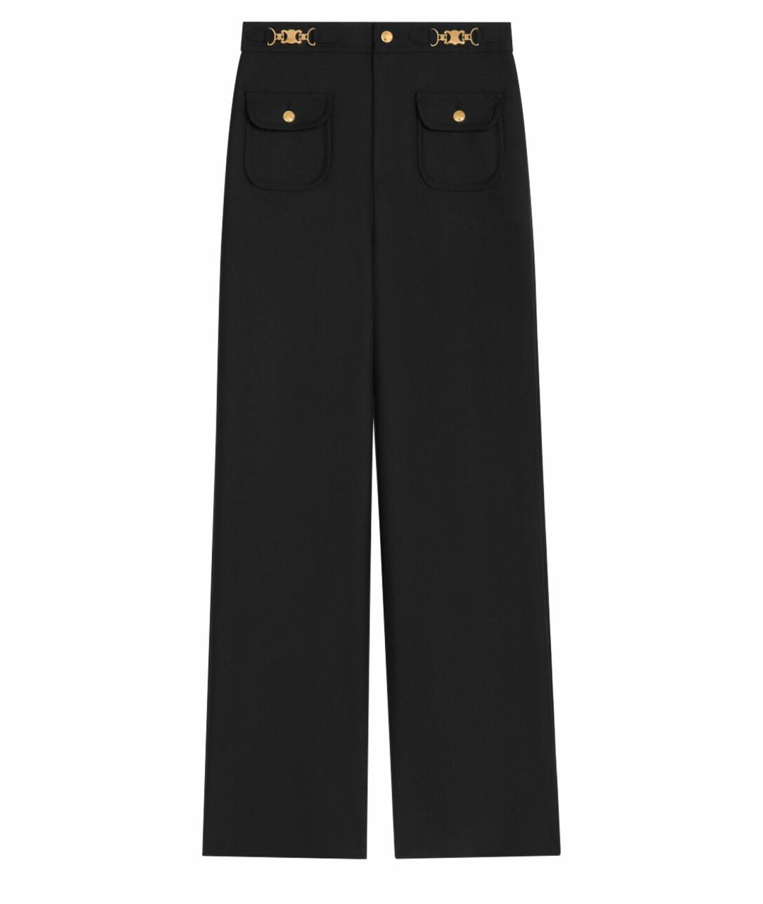 CELINE Черные шерстяные брюки широкие, фото 1