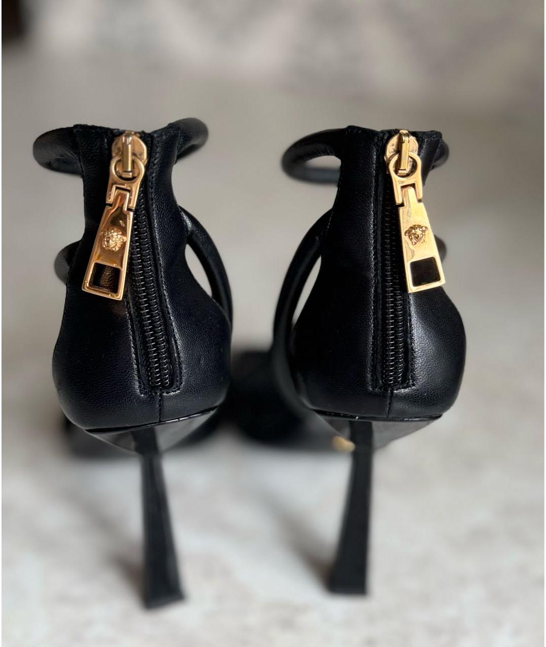 VERSACE Черные кожаные босоножки, фото 4