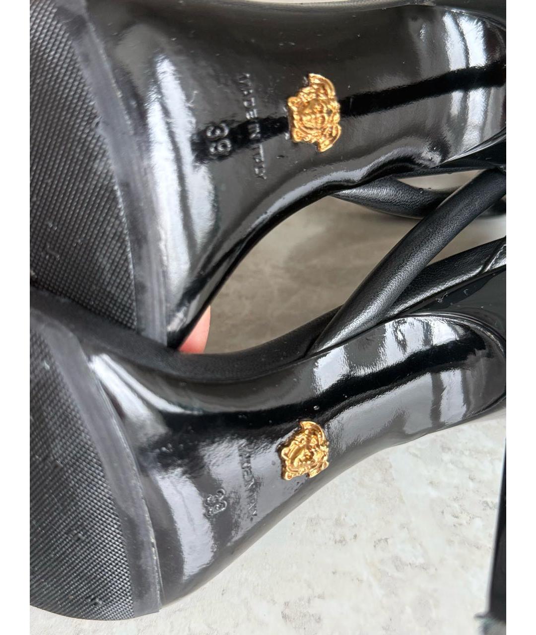 VERSACE Черные кожаные босоножки, фото 7