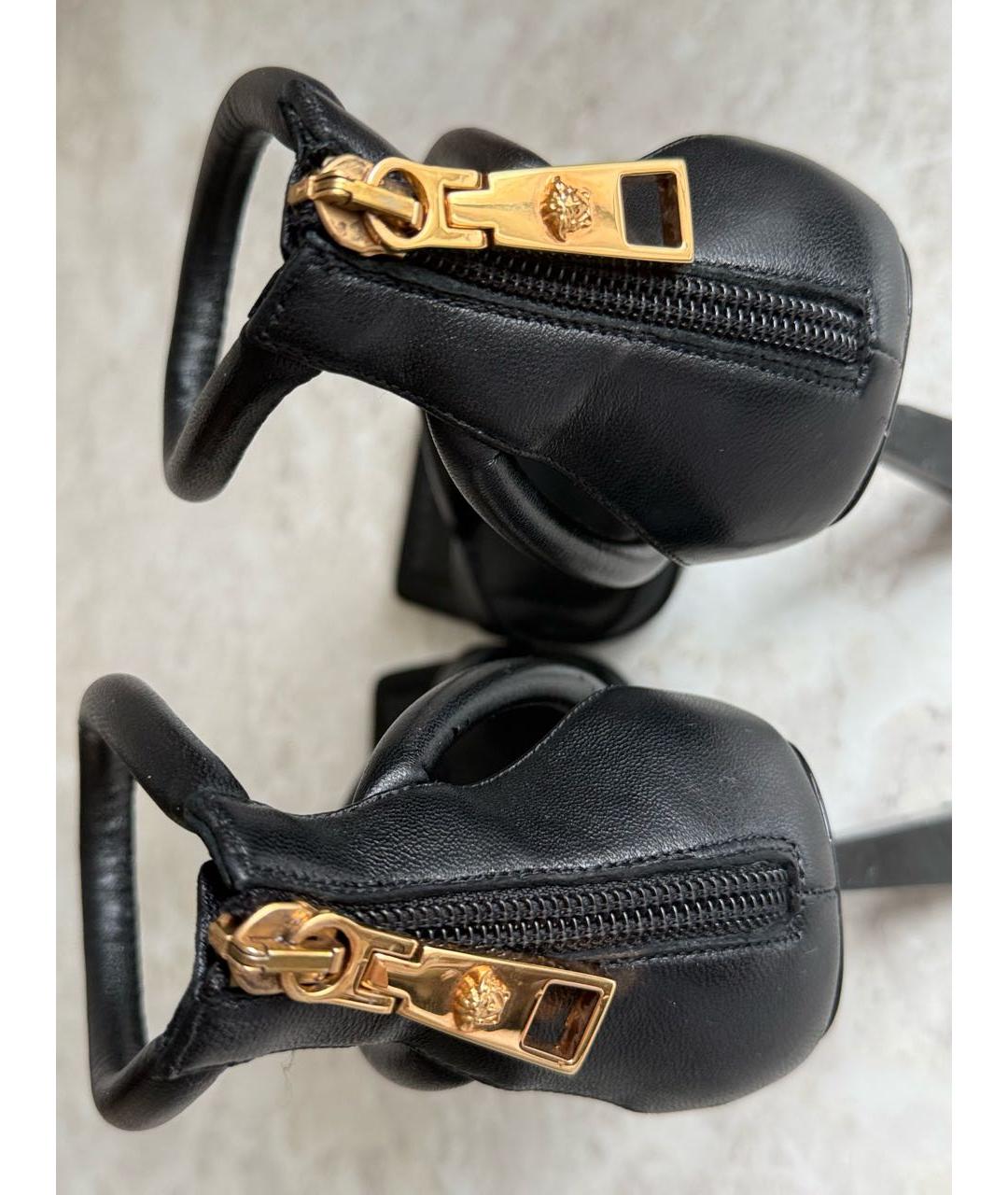 VERSACE Черные кожаные босоножки, фото 6